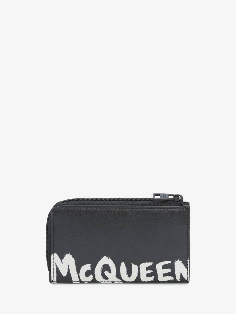 Tarjetahabientes Alexander McQueen Graffiti Large Zip Coin Hombre - Negros/Blancos - Mexico 653-JCXV